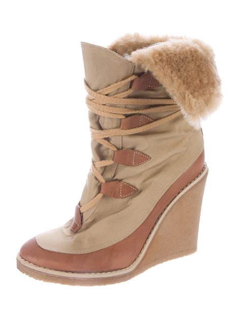 chloe wedge fur boots for